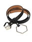 Fashion Black Wide Belt With Hexagon Ring And Pin Buckle