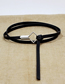 Fashion Black Faux Leather Cutout Diamond Thin Belt