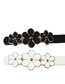 Fashion White Pu Flower Plate Buckle Patent Leather Wide Belt