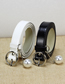 Fashion White Faux Leather Buckle Wide Belt