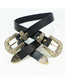 Fashion Gold Buckle 2.3 Wide Pu Engraved Double Head Wide Belt