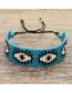 Fashion Blue Rice Beaded Braided Eye Bracelet
