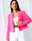 Fashion Pink Solid Color Long Sleeve Button Lapel Blazer