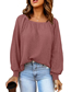Fashion Dark Brown Solid Color Square Neck Knitted Top