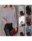 Fashion Brown Polyester Off-the-shoulder Waffle Knit Bat Long Sleeve Sweater