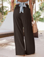 Fashion Brown Ruffled Patch Pocket Wide-leg Trousers