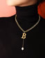 Fashion Gold Titanium Alphabet Pearl Fringe Necklace