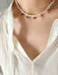Fashion Gold Titanium Steel Pearl Beaded Drop Diamond Necklace