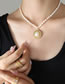 Fashion Gold Titanium Pearl Beaded Geometric Necklace