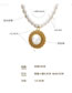 Fashion Gold Titanium Pearl Beaded Geometric Necklace