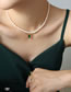 Fashion Gold Pearl Beaded Square Diamond Necklace