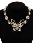 Fashion Silver Necklace Alloy Diamond Openwork Butterfly Necklace