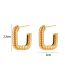 Fashion Gold Stainless Steel Plated Striped Square Earrings