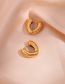 Fashion Simple Heart Small Ear Buckles - Gold Titanium Steel Geometric Heart Earrings