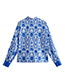 Fashion Blue Woven Print Button-up Shirt