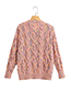 Fashion Pink Colorful Twist Knit Pullover Sweater