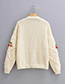 Fashion Creamy-white Knit Cherry Crew Neck Button-down Cardigan