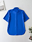Fashion Blue Lapel Buttoned Shirt