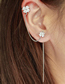 Fashion 19 Right Ear Brass Inlaid Zirconium Flower Tassel Ear Cuff