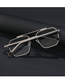 Fashion 4 Upper Gray And Lower Dark Blue Pc Double-bridge Cut-edge Square Sunglasses