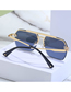 Fashion Upper Gray Lower Dark Blue Pc Double Bridge Frameless Square Large Frame Sunglasses