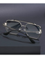 Fashion All Grey Pc Double Bridge Frameless Square Large Frame Sunglasses
