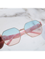 Fashion Tea Ash Pc Color Matching Polygon Large Frame Sunglasses