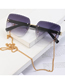 Fashion 8 Tea Gray [with Chain] Pc Square Large Frame Chain Fringe Sunglasses