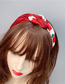 Fashion Wine Red Flowers Fabric Print Braided Wide-brimmed Headband