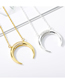 Fashion Silver Bronze Zirconium Crescent Necklace