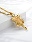 Fashion Gold Copper-inlaid Zirconium Three-dimensional Rose Necklace