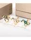 Fashion Green Brass Gold Plated Zirconium Oil Drop Snake Wrap Open Ring