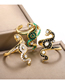 Fashion Green Brass Gold Plated Zirconium Oil Drop Snake Wrap Open Ring