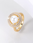Fashion Gold Bronze Zirconium Pearl Ring