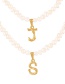 Fashion R Titanium Steel Pearl Beaded 26 Letter Necklace