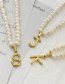 Fashion W Titanium Steel Pearl Beaded 26 Letter Necklace