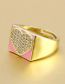Fashion Yellow Heart Brass Diamond Love Drip Oil Open Ring