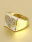 Fashion White Heart Brass Diamond Love Drip Oil Open Ring