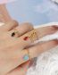 Fashion Champagne Oval Brass Gold Plated Beaded Oval Zirconium Open Ring