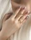 Fashion Champagne Marquise Brass Gold Plated Beaded Marquise Zirconium Open Ring
