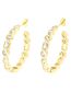 Fashion Gold Bronze Zirconium Heart Square Round C-shaped Earrings
