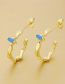 Fashion Blue Turquoise Metal Geometric Irregular C-shaped Earrings