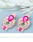 Fashion Rose Red Alloy Diamond And Pearl Geometric Stud Earrings
