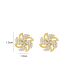 Fashion Gold Brass Diamond Pinwheel Stud Earrings