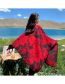Fashion 7 Connection Flower Red Faux Cashmere Print Shawl
