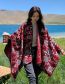 Fashion 7 Connection Flower Red Faux Cashmere Print Shawl