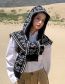 Fashion 2 Black And White Faux Cashmere Print Hooded Shawl