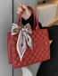 Fashion Red Pu Rhombus Large Capacity Handbag