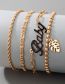 Fashion Gold Alloy Drop Oil Letter Leaf Geometric Chain Bracelet Set