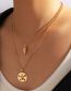 Fashion Gold Alloy Geometric Leaf Round Plate Double Layer Necklace